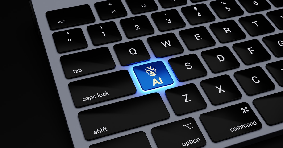 Generative AI Explained: How It Works and Its Business Applications 1 a close up of a keyboard with a blue light on it