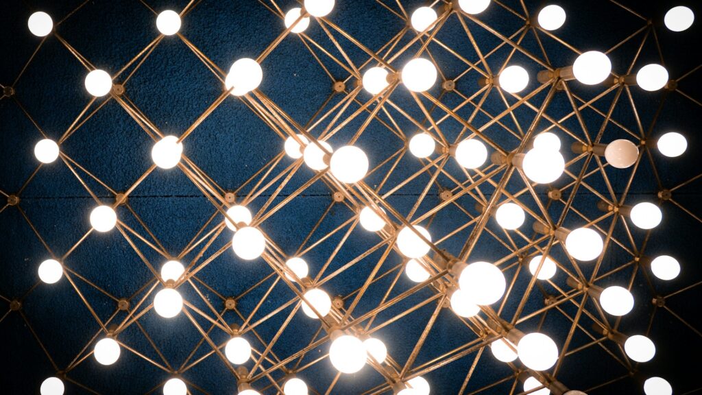 Abstract geometric pattern of illuminated lights.
